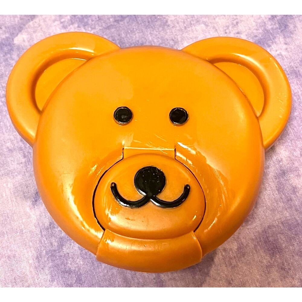 Teddy Grahams Bear Snack Flip Open Container Dispenser Vintage Round With Ears
